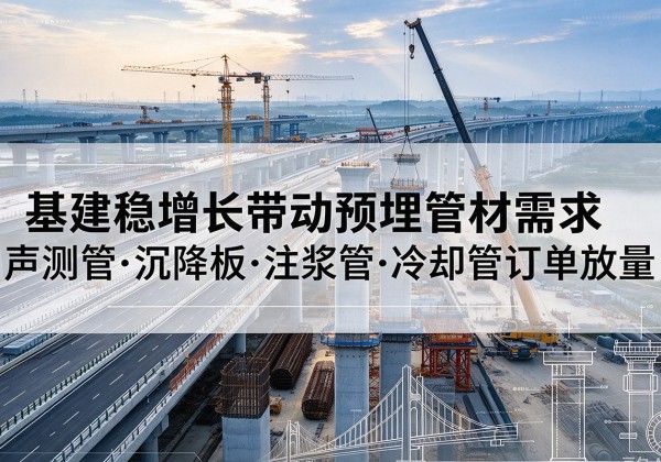 铜川基建稳增长带动预埋监测管材需求，声测管、沉降板、注浆管订单持续放量